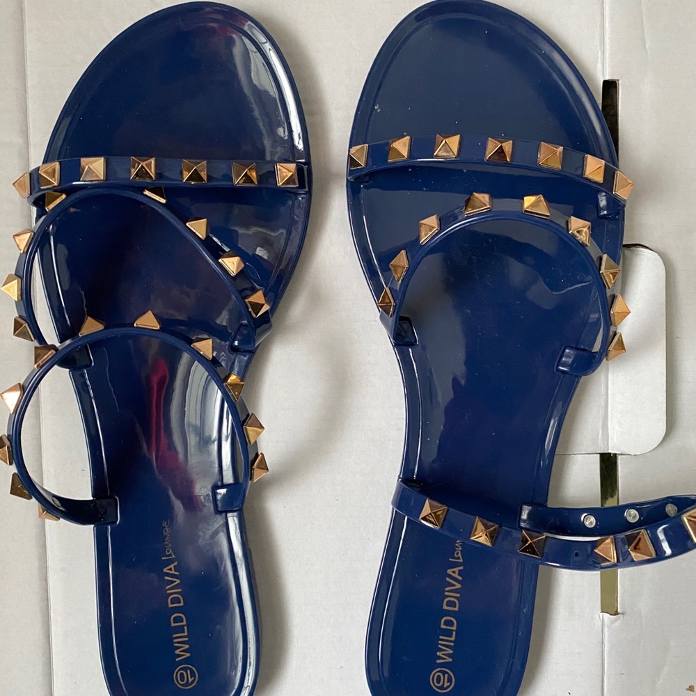 NIB Wild Diva Joanie-211 Size 10 Navy Jelly Sandal